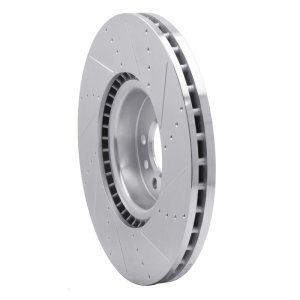 Land Rover Defender 110 Brake Rotor (1) - Front Right - R1 Concepts - Drilled & Slotted - Silver - `18-`25